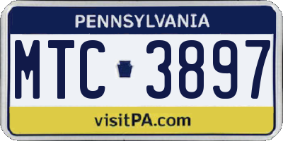 PA license plate MTC3897