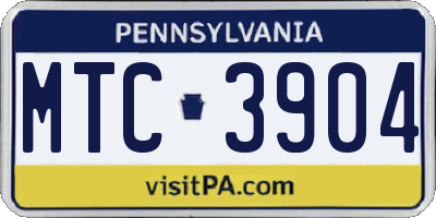 PA license plate MTC3904