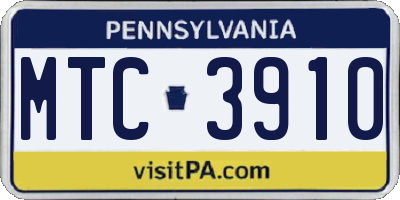 PA license plate MTC3910