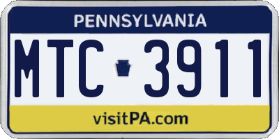 PA license plate MTC3911
