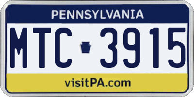 PA license plate MTC3915