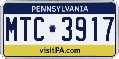 PA license plate MTC3917