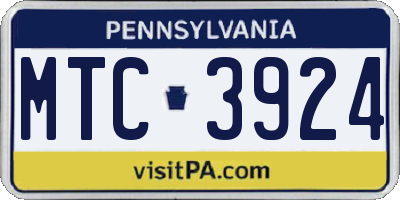 PA license plate MTC3924