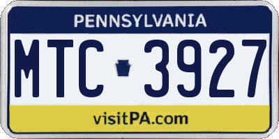 PA license plate MTC3927