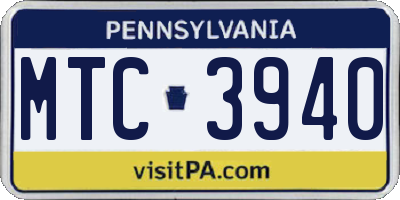 PA license plate MTC3940