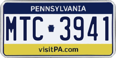 PA license plate MTC3941