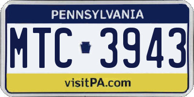 PA license plate MTC3943