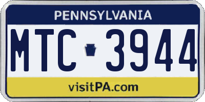 PA license plate MTC3944