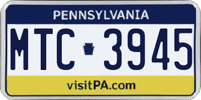 PA license plate MTC3945
