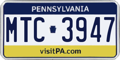 PA license plate MTC3947