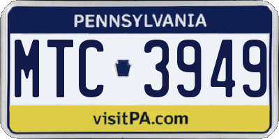 PA license plate MTC3949