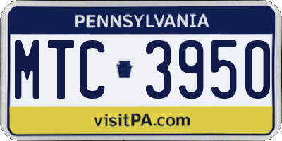 PA license plate MTC3950