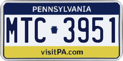 PA license plate MTC3951