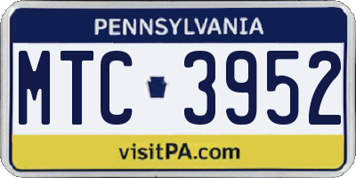 PA license plate MTC3952