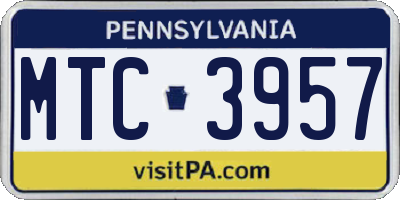 PA license plate MTC3957