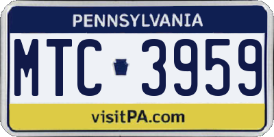 PA license plate MTC3959