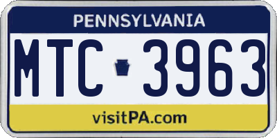 PA license plate MTC3963