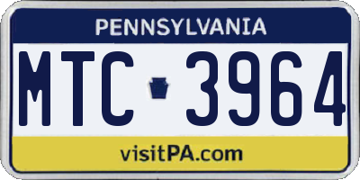 PA license plate MTC3964