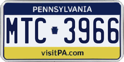 PA license plate MTC3966