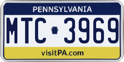 PA license plate MTC3969