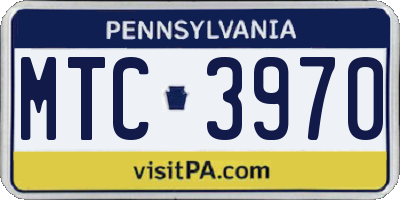PA license plate MTC3970