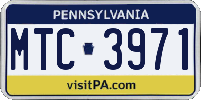 PA license plate MTC3971