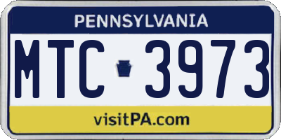 PA license plate MTC3973