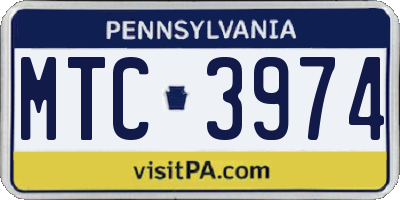 PA license plate MTC3974