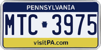 PA license plate MTC3975