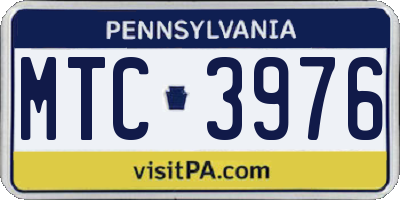 PA license plate MTC3976