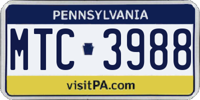 PA license plate MTC3988