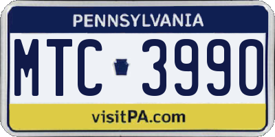 PA license plate MTC3990