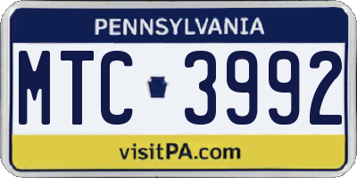 PA license plate MTC3992