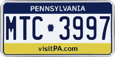 PA license plate MTC3997
