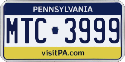PA license plate MTC3999