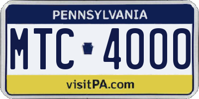 PA license plate MTC4000