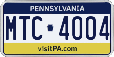 PA license plate MTC4004