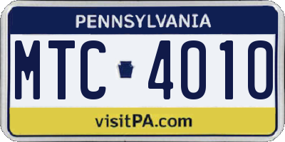 PA license plate MTC4010