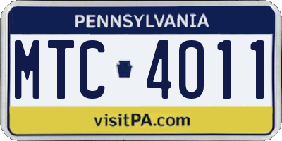 PA license plate MTC4011