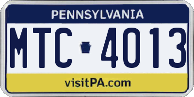 PA license plate MTC4013
