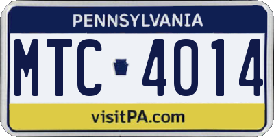 PA license plate MTC4014