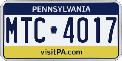 PA license plate MTC4017