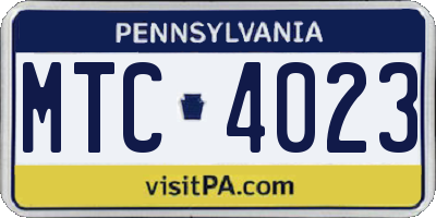 PA license plate MTC4023