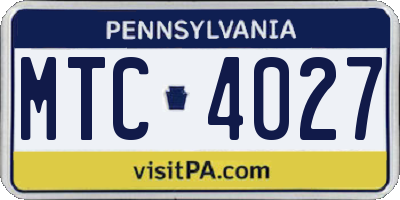 PA license plate MTC4027