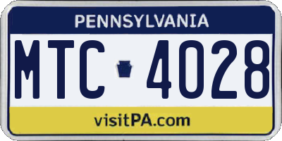 PA license plate MTC4028