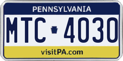 PA license plate MTC4030
