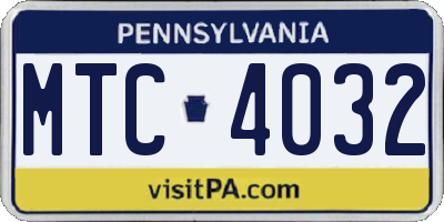 PA license plate MTC4032