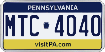 PA license plate MTC4040