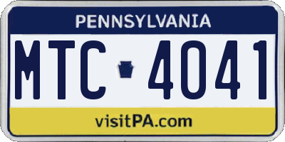 PA license plate MTC4041