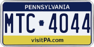 PA license plate MTC4044